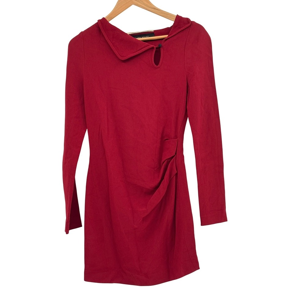 Roland Mouret Dress Mini‎ Women Size 4 Red Long Sleeve